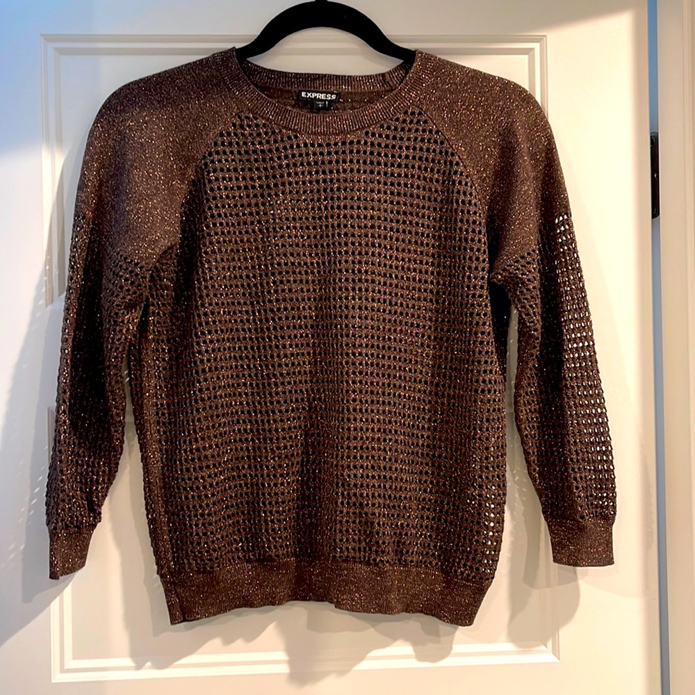 Gold glittery brown light and airy sweater shirt